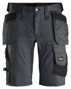 6141 Stretch Werkshort met Holsterzakken Staal Grijs