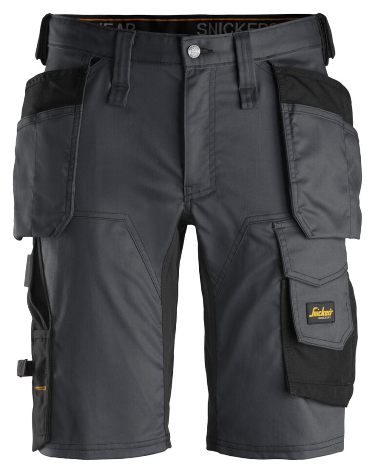 6141 Stretch Werkshort met Holsterzakken Staal Grijs