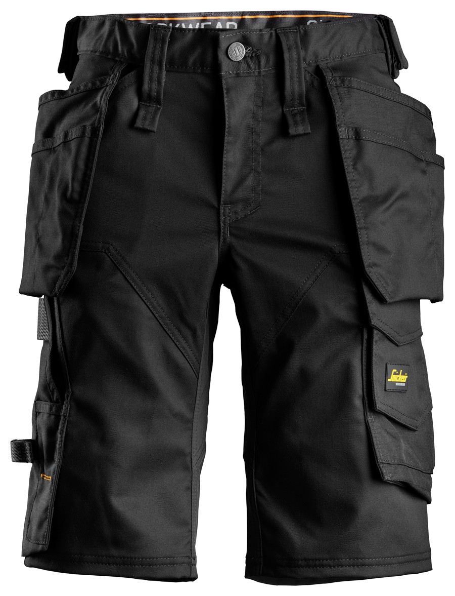 6147 Dames Stretch Werkshort met Holsterzakken Zwart