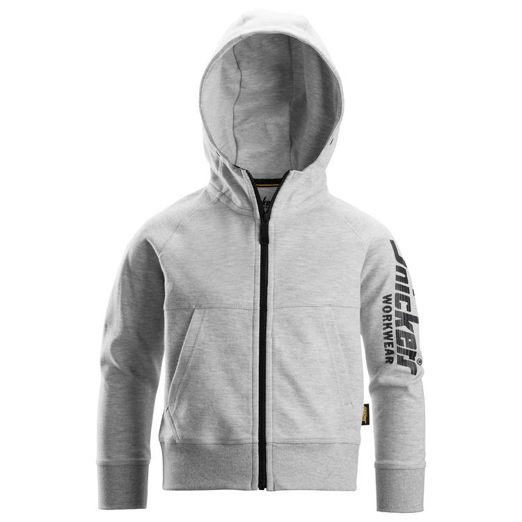 7512 Junior Hoodie Logo Full-Zip Gemeleerd Grijs