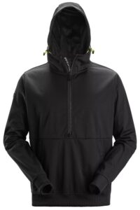 8400 Windblocker Stretch Hoodie met Halve Rits Zwart