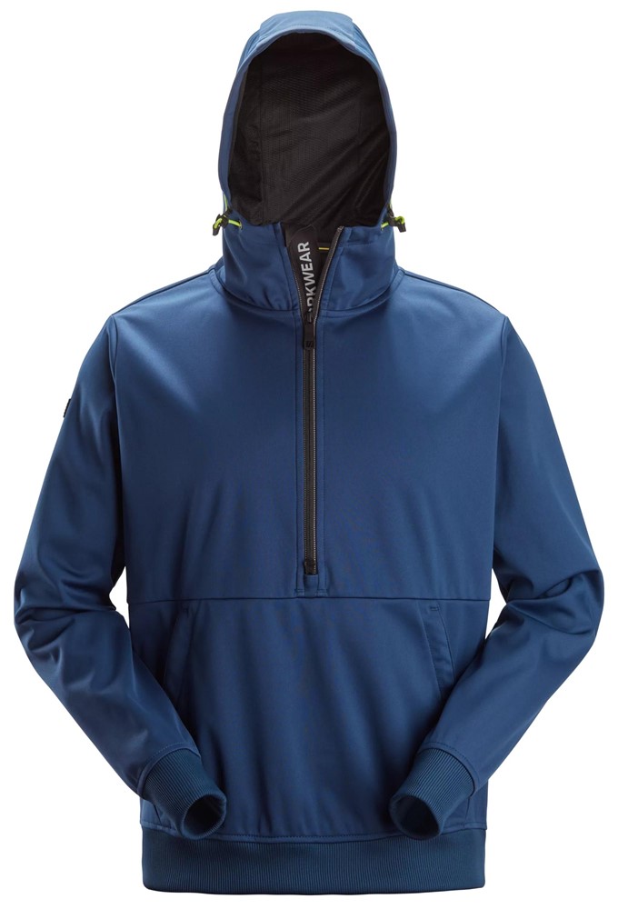 8400 Windblocker Stretch Hoodie met Halve Rits Diep Blauw