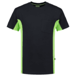 T-Shirt Bicolor Borstzak NavyLime
