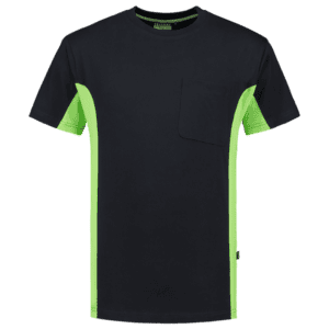 T-Shirt Bicolor Borstzak NavyLime