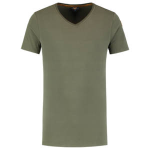 T-Shirt Premium V Hals Heren Army