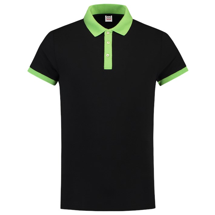 Poloshirt Bicolor Fitted Blacklime