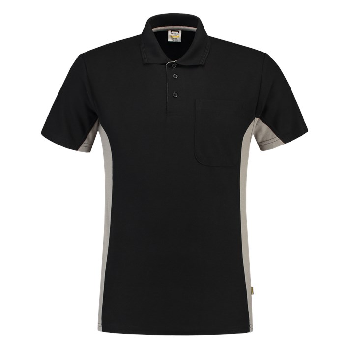 Poloshirt Bicolor Borstzak BlackGrey