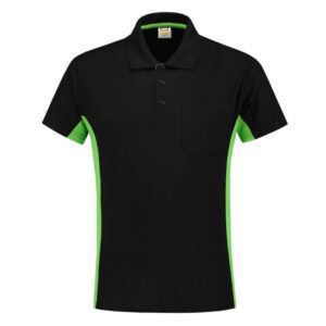 Poloshirt Bicolor Borstzak Blacklime