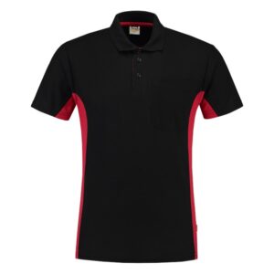 Poloshirt Bicolor Borstzak Blackred