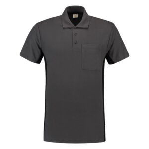 Poloshirt Bicolor Borstzak DgreyBlack