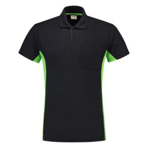 Poloshirt Bicolor Borstzak NavyLime