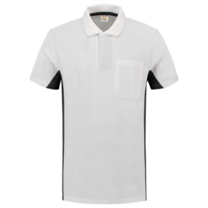 Poloshirt Bicolor Borstzak WhiteDGrey