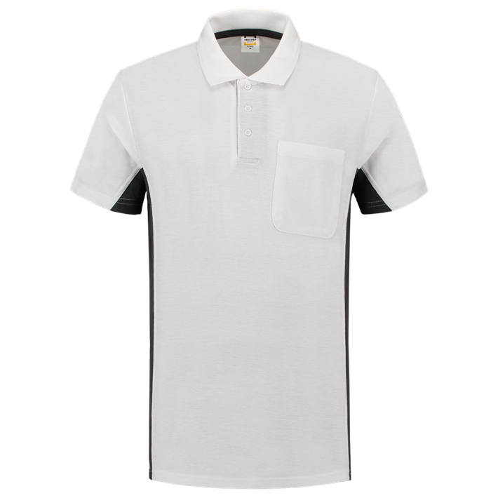 Poloshirt Bicolor Borstzak WhiteDGrey