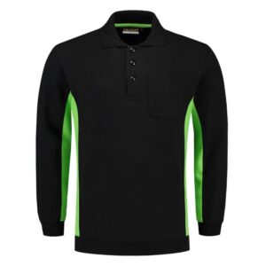 Polosweater Bicolor Borstzak Blacklime