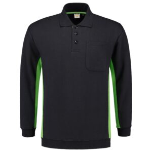 Polosweater Bicolor Borstzak NavyLime