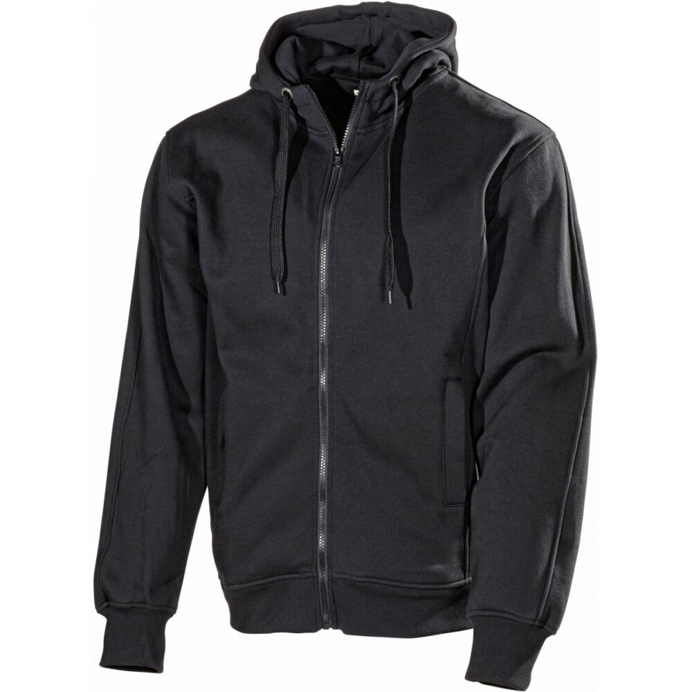 656PB Hoodie met Lange Rits Zwart