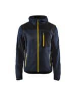 Gebreid vest met softshell Donkerblauw/Geel