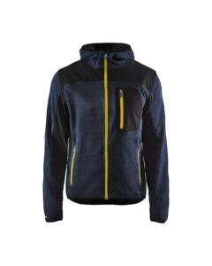 Gebreid vest met softshell Donkerblauw/Geel