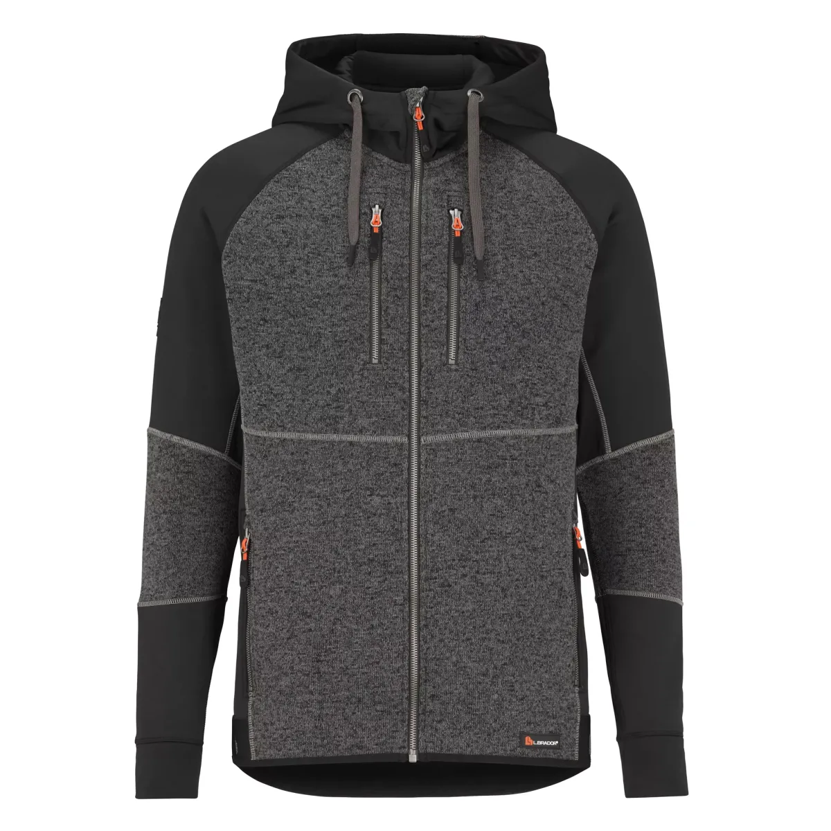 6034P Hoodie Lange Rits Aereo Zwart/Grijs