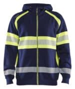 3552 High Vis Sweatshirt met Rits en Kap Marine/High Vis Geel