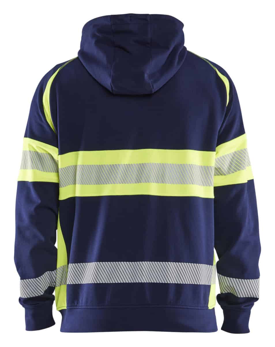 3552 High Vis Sweatshirt met Rits en Kap Marine/High Vis Geel