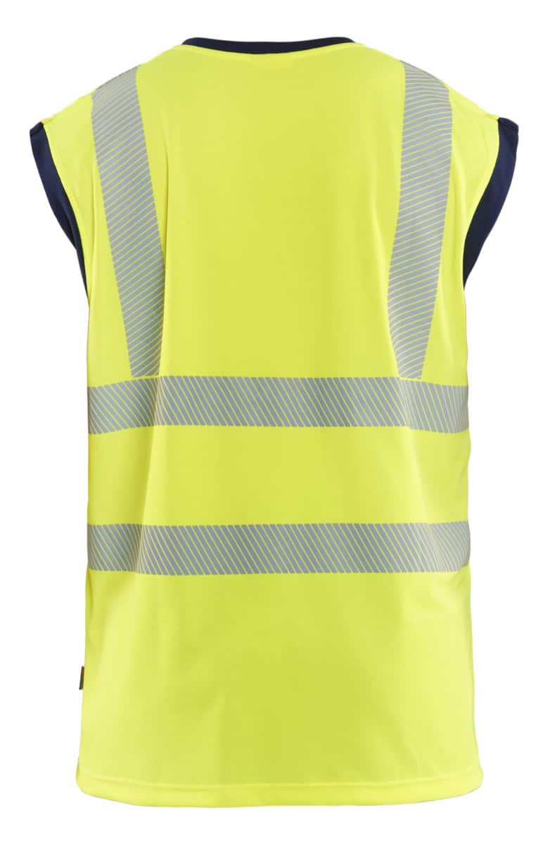 3575 Mouwloos Onderhemd High Vis Geel/Marineblauw