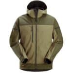 1226 Softshell Stretch Jack met Kap Khaki Groen/Donker Khaki Groen