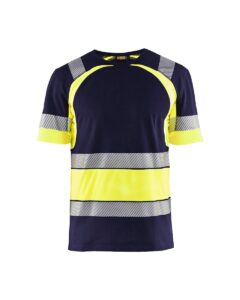 T-shirt High Vis Marine/Geel