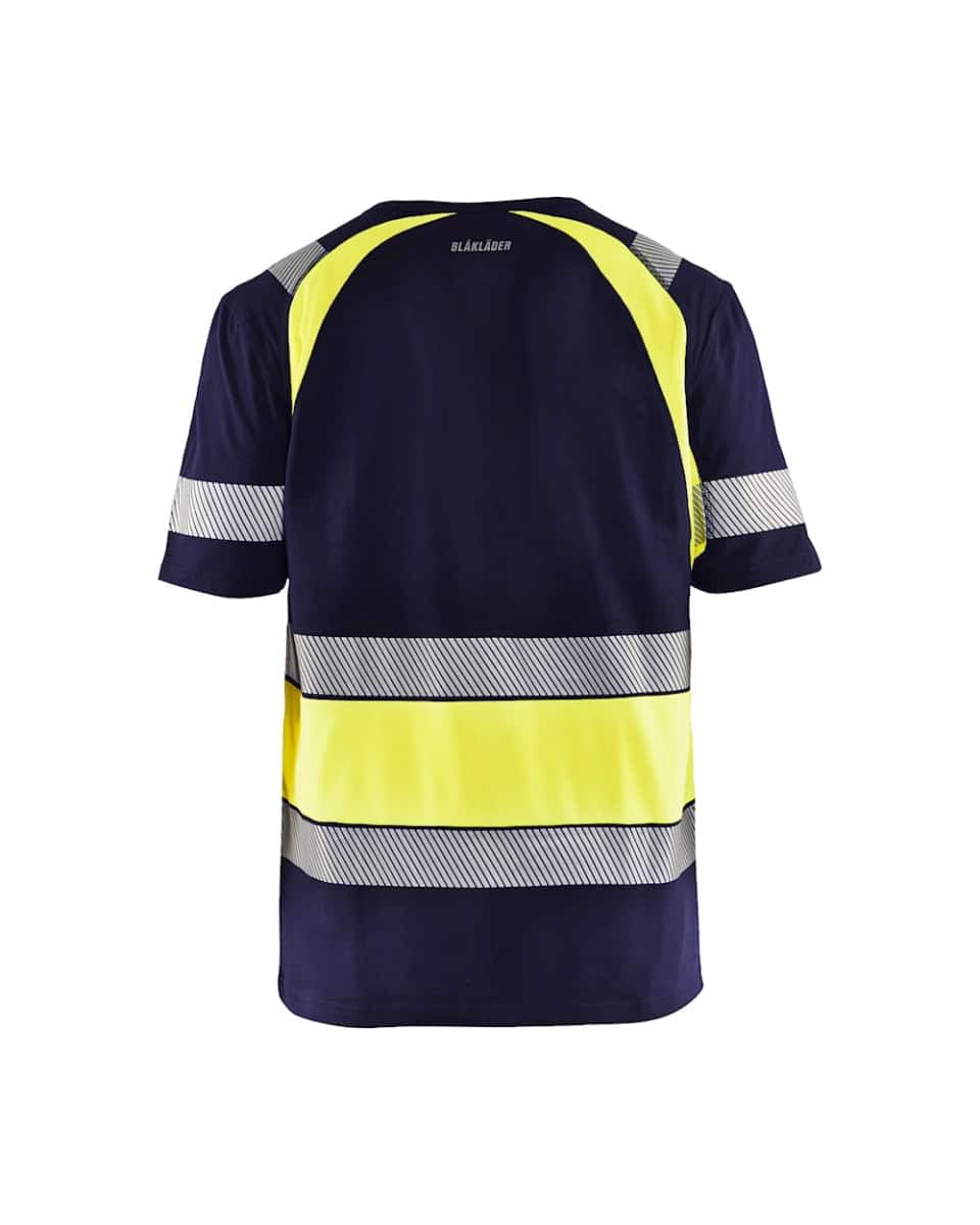 T-shirt High Vis Marine/Geel