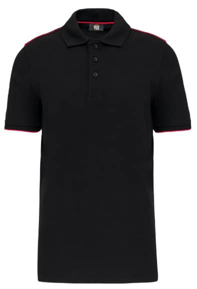 WK270 Contrasterende Polo Zwart/Rood