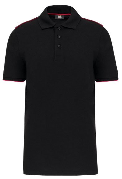 WK270 Contrasterende Polo Zwart/Rood