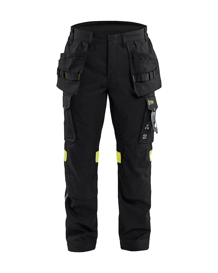 1418 Multinorm Werkbroek Inherent + Holsterzakken Zwart/High-Vis Geel