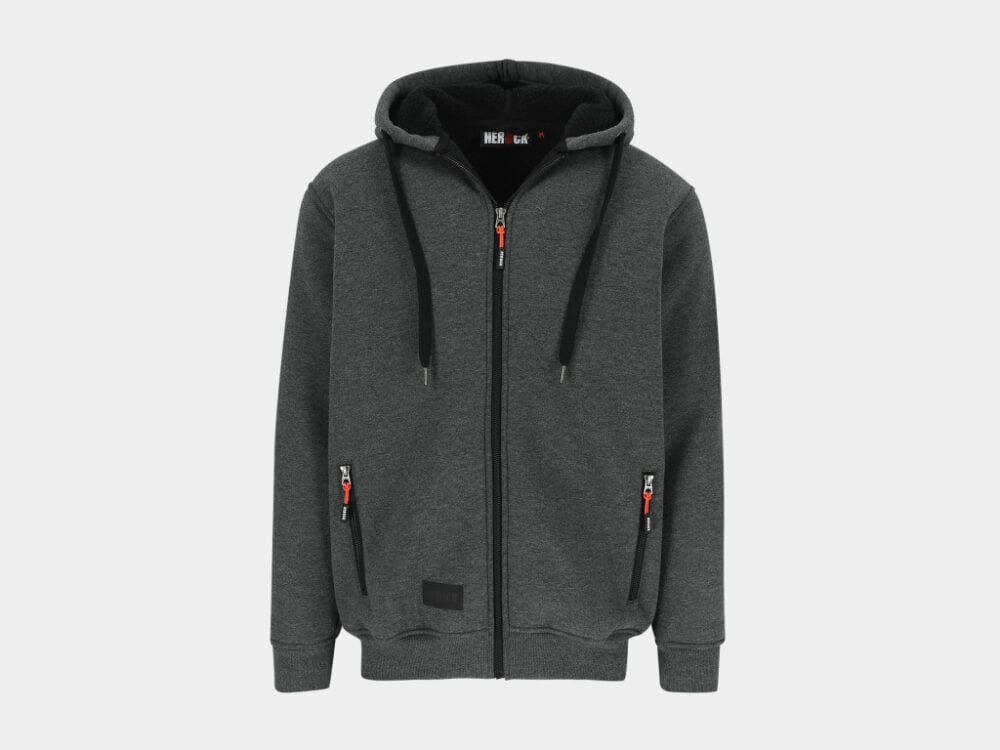 Otis Gevoerde Sweater met Lange Rits en Kap Grijs