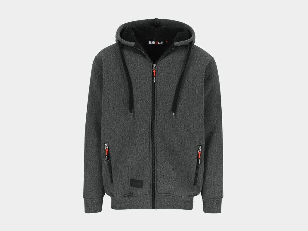 Otis Gevoerde Sweater met Lange Rits en Kap Grijs