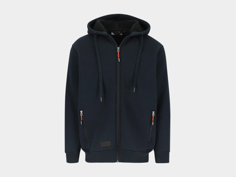 Otis Gevoerde Sweater met Lange Rits en Kap Navy