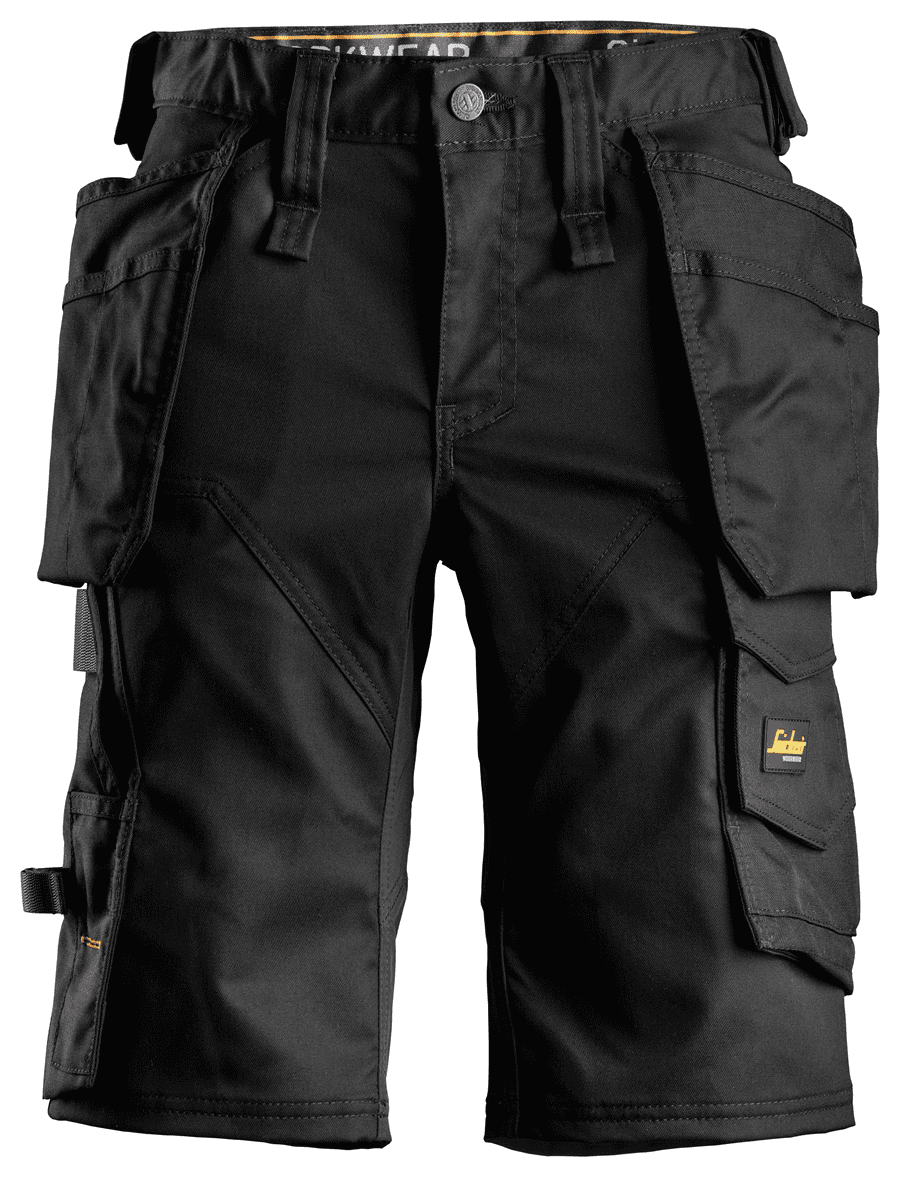 6147 Dames Stretch Werkshort met Holsterzakken Zwart