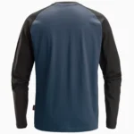 2450 Tweekleurig T-Shirt met Lange Mouwen Marineblauw/Zwart