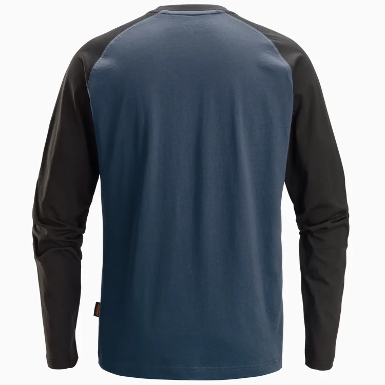 2450 Tweekleurig T-Shirt met Lange Mouwen Marineblauw/Zwart