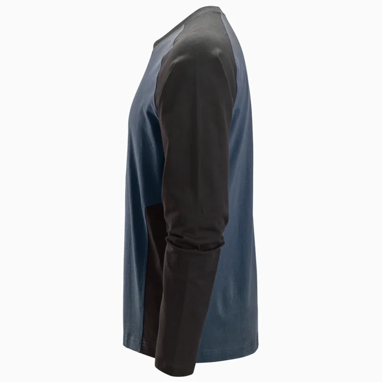 2450 Tweekleurig T-Shirt met Lange Mouwen Marineblauw/Zwart