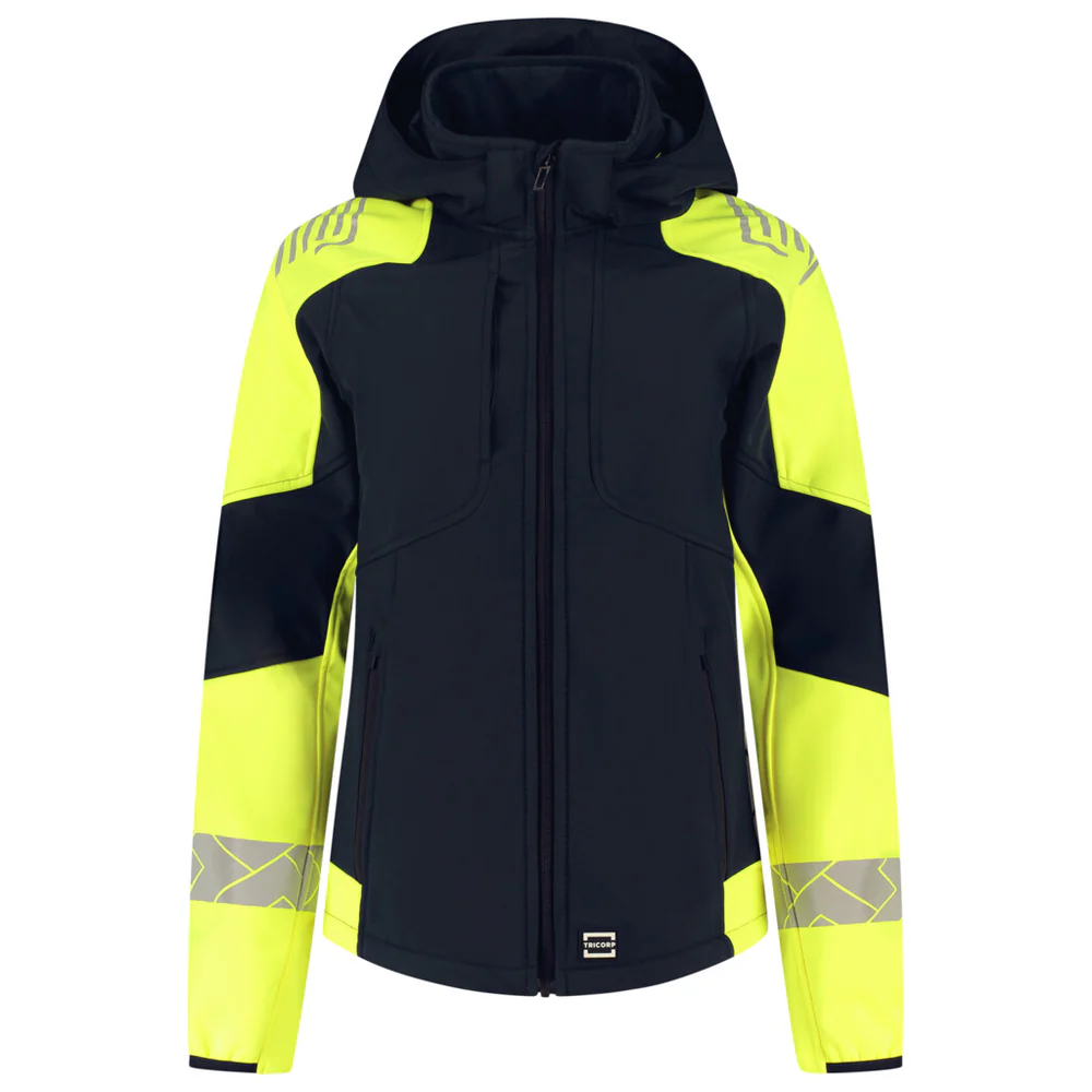 Softshell Capuchon Dames Reflective Redefined Ink/Fluo-Geel