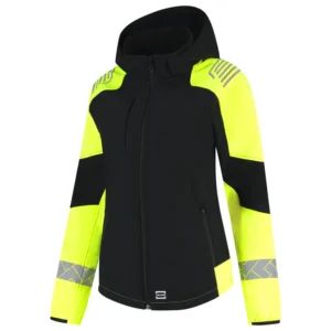 Softshell Capuchon Dames Reflective Redefined Zwart/Fluo-Geel