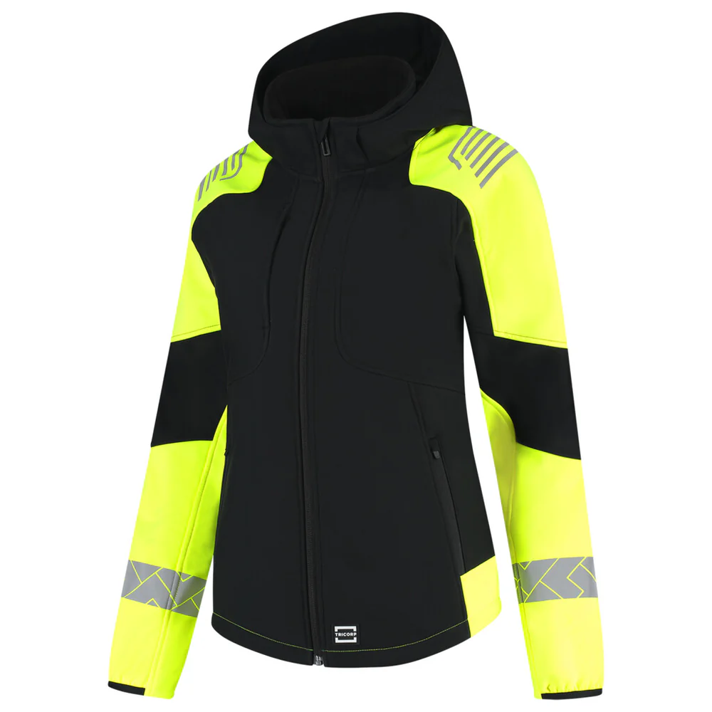 Softshell Capuchon Dames Reflective Redefined Zwart/Fluo-Geel