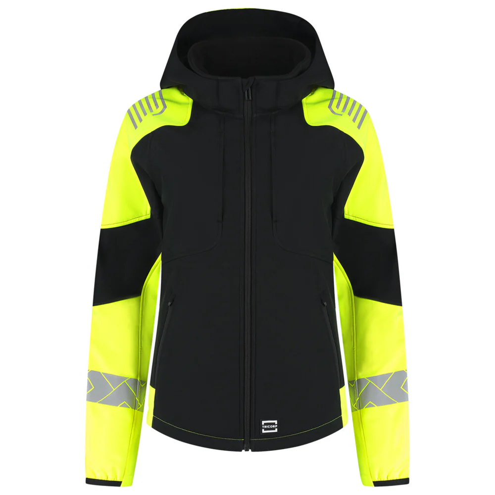 Softshell Capuchon Dames Reflective Redefined Zwart/Fluo-Geel