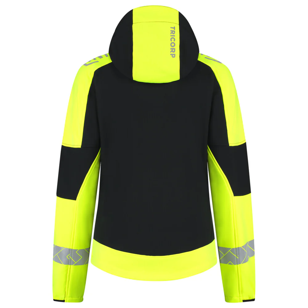 Softshell Capuchon Dames Reflective Redefined Zwart/Fluo-Geel