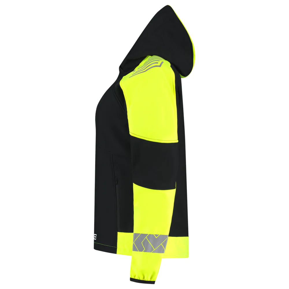 Softshell Capuchon Dames Reflective Redefined Zwart/Fluo-Geel