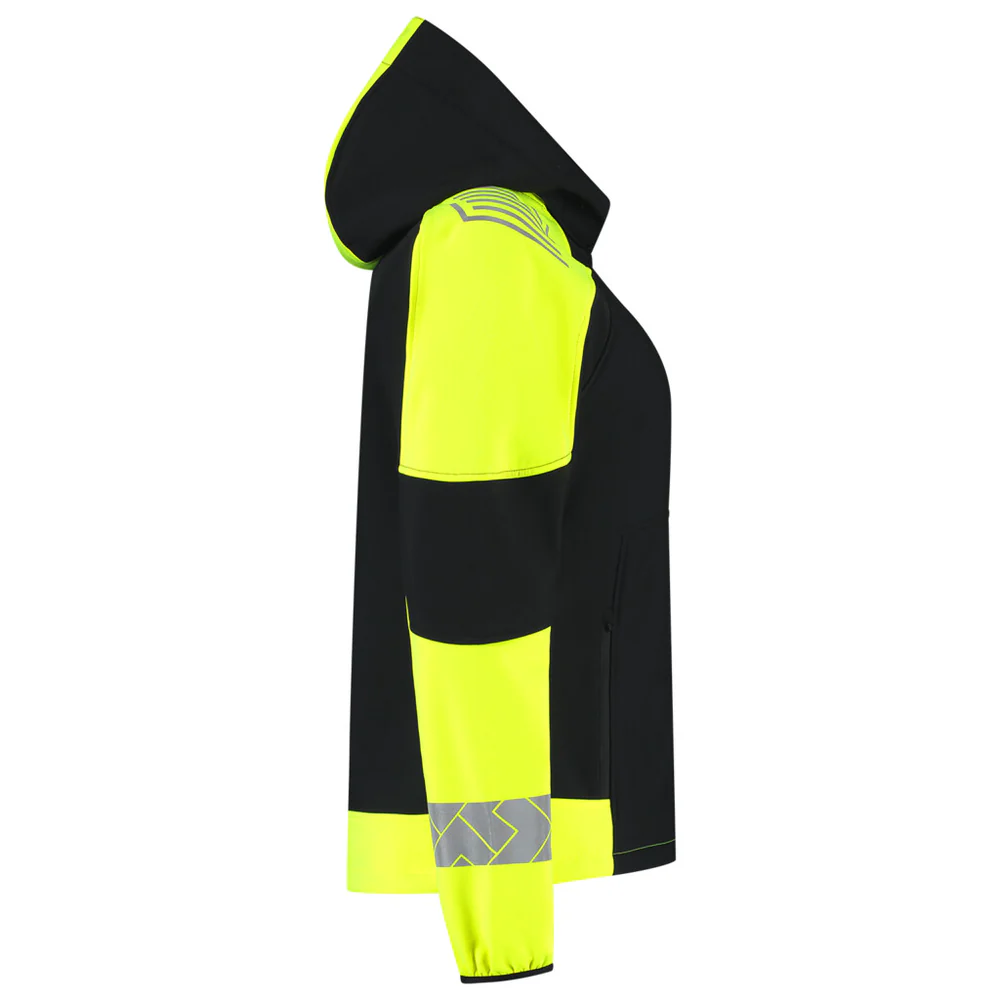 Softshell Capuchon Dames Reflective Redefined Zwart/Fluo-Geel