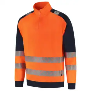 Zip Sweater High Vis Redefined Industrieel Wasbaar Fluo-Oranje/Ink
