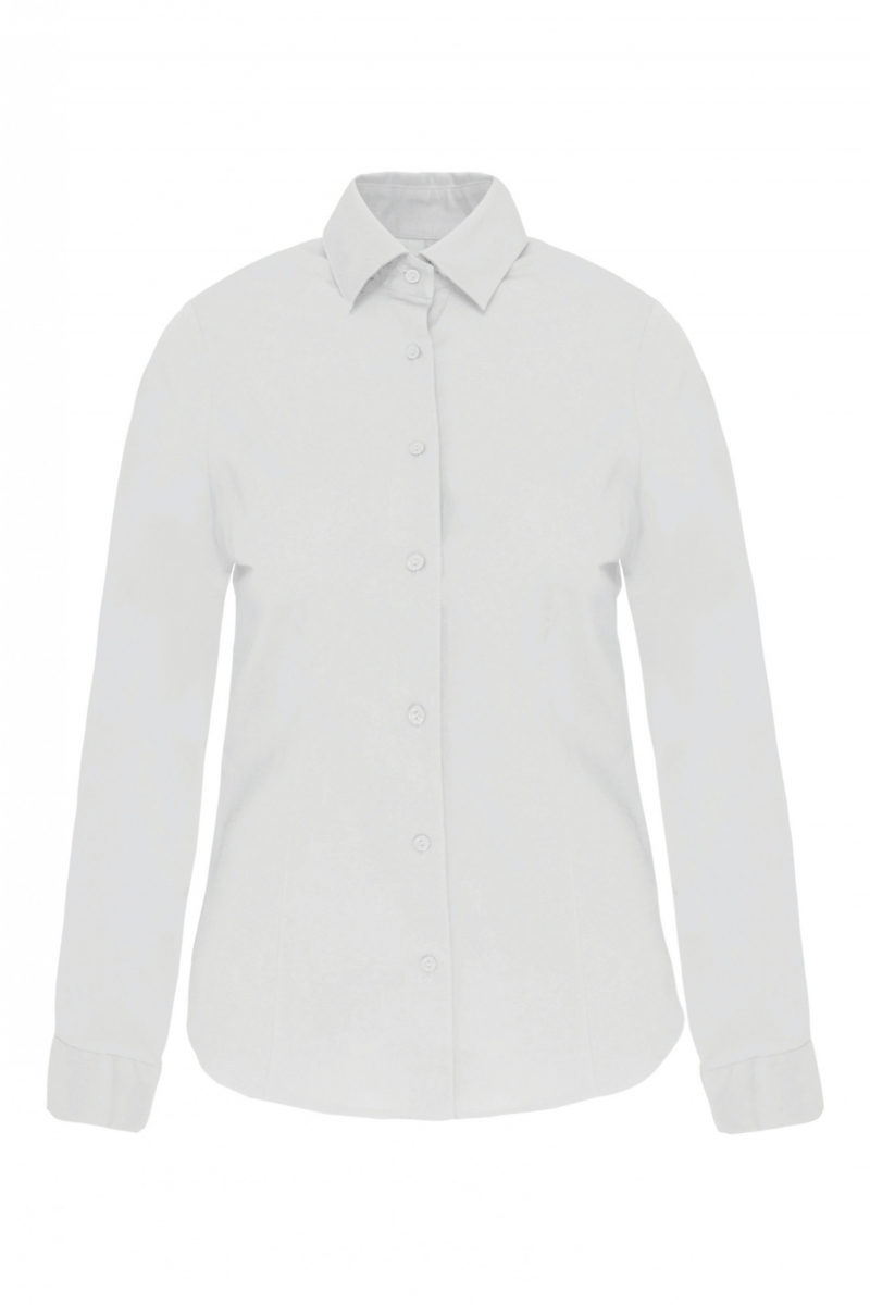 K530 Dames Stretch Blouse Lange Mouwen Wit