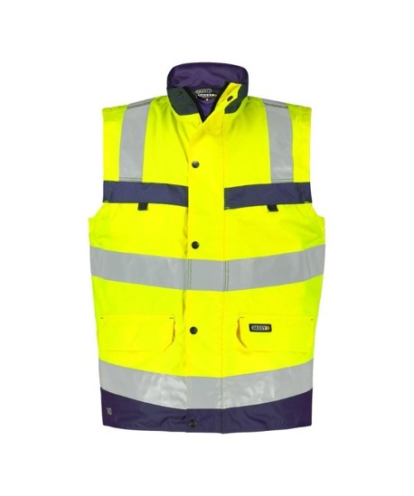 Bilbao Hi-Viz Bodywarmer Fluogeel-Marineblauw